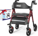 Walkers for Seniors, Z21 Rollator Walker with Seat Supports 330lb, 8" Big Wheels for All Terrain, Ergonomic Arc Seat & 6" Ultra Backrest Foldable Walker, Dual Height Adjustment, Lightweight 2025