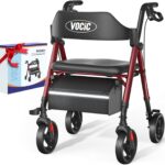 Walkers for Seniors, Z21 Rollator Walker with Seat Supports 330lb, 8" Big Wheels for All Terrain, Ergonomic Arc Seat & 6" Ultra Backrest Foldable Walker, Dual Height Adjustment, Lightweight 2025