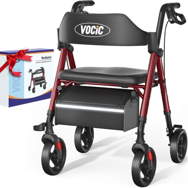 Walkers for Seniors, Z21 Rollator Walker with Seat Supports 330lb, 8" Big Wheels for All Terrain, Ergonomic Arc Seat & 6" Ultra Backrest Foldable Walker, Dual Height Adjustment, Lightweight 2025