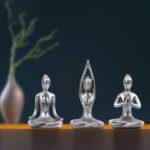 Leekung Yoga Meditation décor,Yoga Pose Statue Home Decoration,Zen Yoga Figurine for Spiritual Room, Set of 3 Yoga Gift Antique Silver Color - Image 5