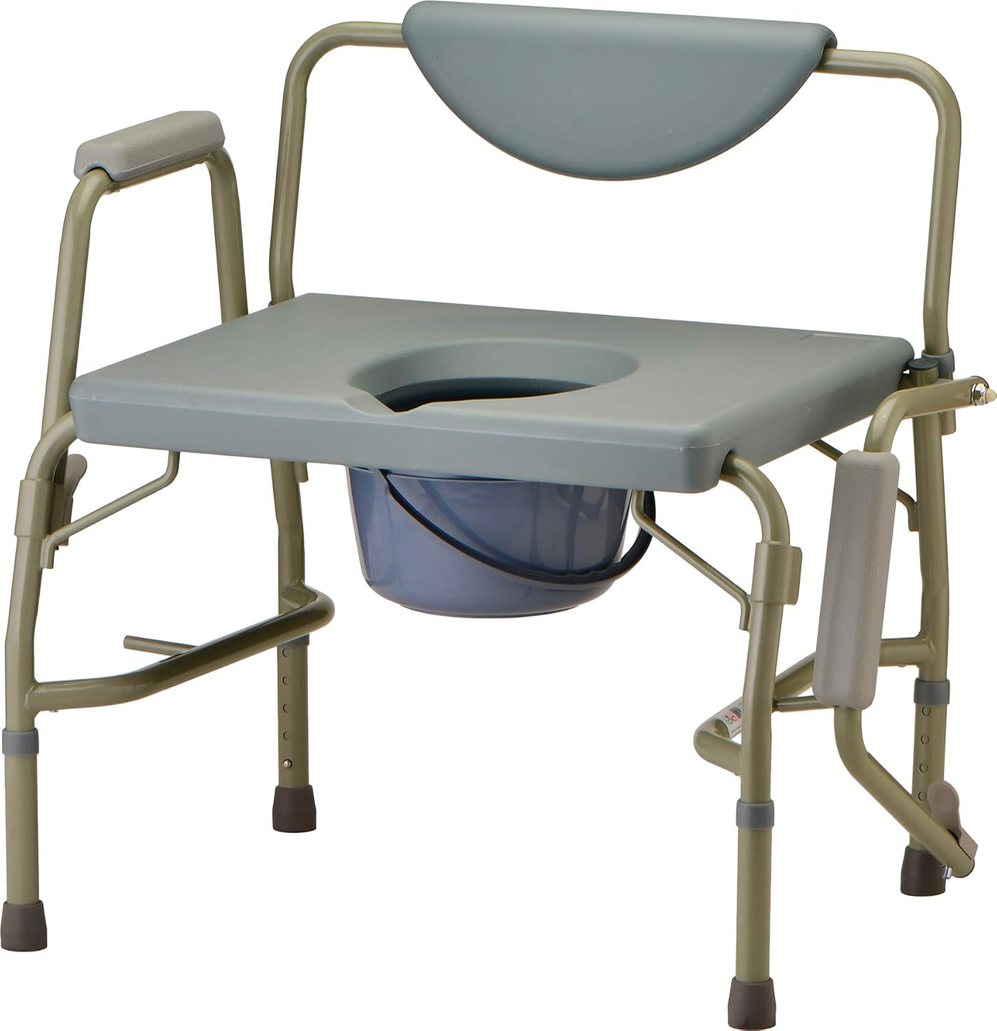 71MortHUEL._AC_SL1500_.jpg NOVA Medical Products 500 lb. Weight Capacity Heavy Duty Bedside Commode Chair with Drop-Arm (for Easy Transfer), Extra Wide Seat & Bariatric Commode Chair, Grey - Image 1