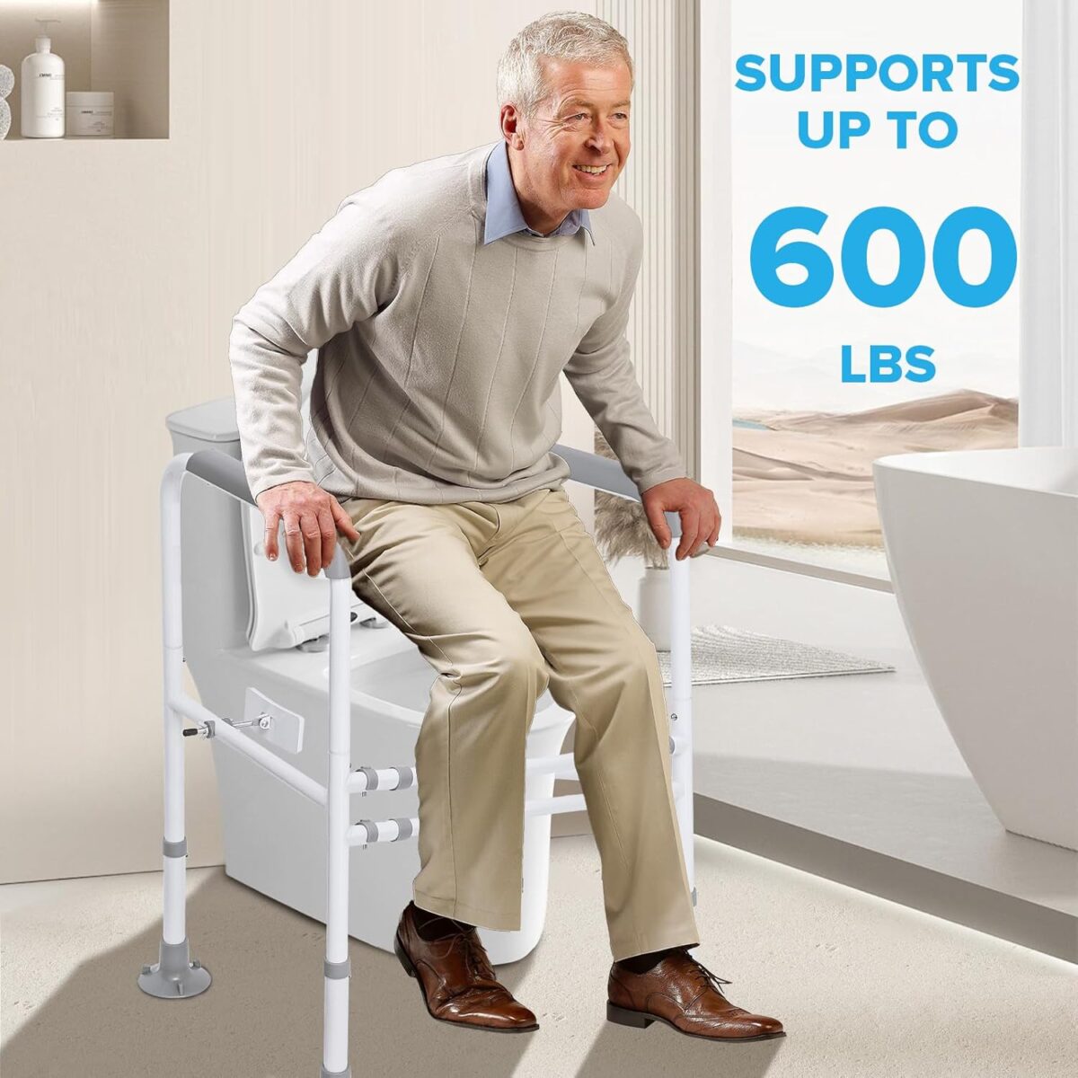 Toilet Safety Rails, Adjustable Toilet Safety Frame, Toilet Safety Rails for Seniors, Toilet Handles for Elderly and Disabled, Toilet Rails for Seniors, Toilet Rails,Elderly Assistance products, 600LB - Image 5