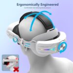 Comfortable Headset Accessory for Oculus/Meta Quest3/3S,RGB Lights with Battery,Quick Charge for Extended Play,Removable Battery,Adjustable Elite(White) - Image 6