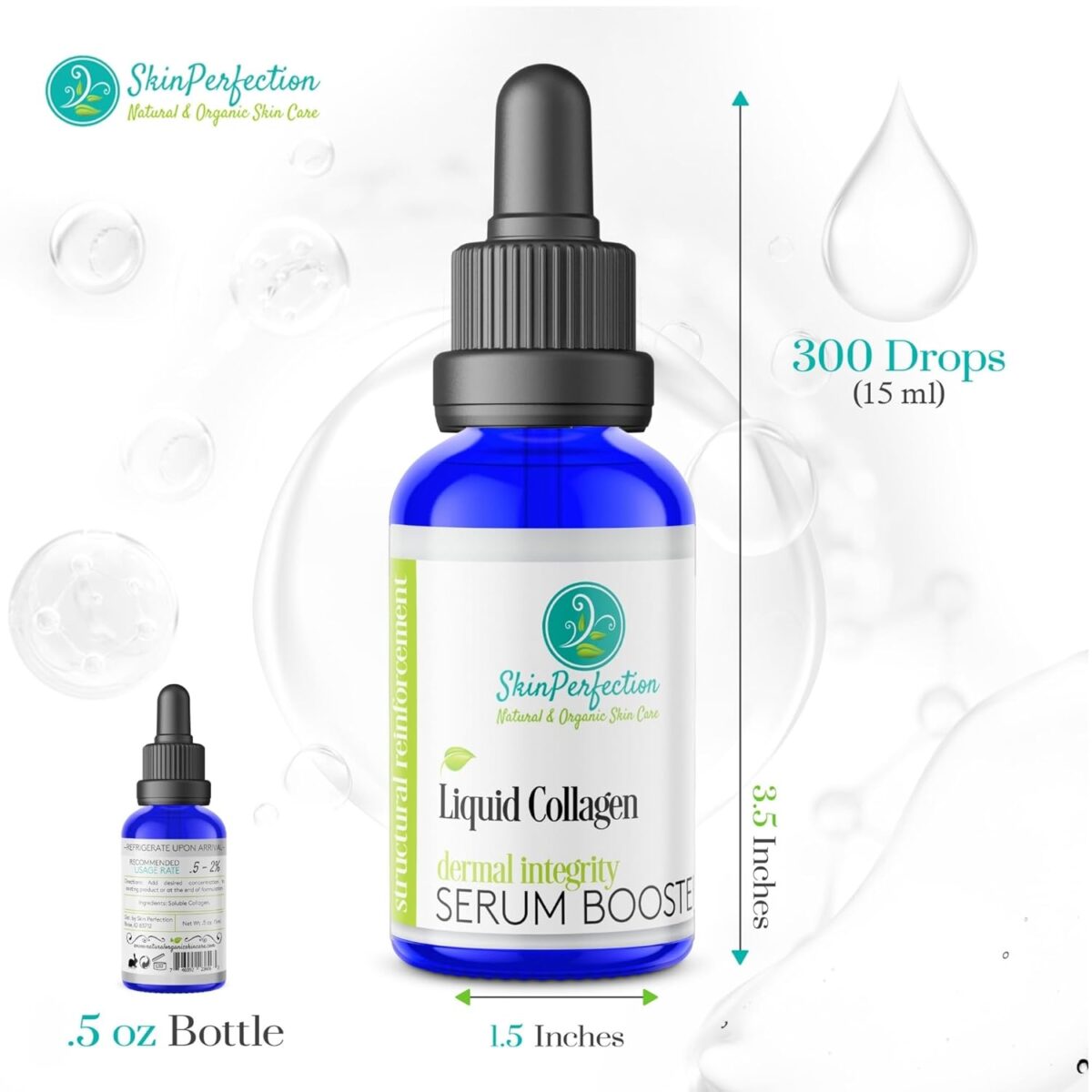 Skin Perfection Liquid Collagen Peptides Serum Booster for Face Elasticity Firming Diy Natural Ingredient Marine Collagen Soluble Plumper Mix in Any Hyaluronic Acid Serum or Facial Cream .5 Oz - Image 5