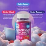 Magnesium Glycinate Gummies 400mg, Mаgnesium Gummies for Women and Men, Body Support and Relaxation, Raspberry Magnesium Gummies for Adults with Blackcurrant Oil, Non GMO, Gluten Free, 60 Days Supply - Image 3