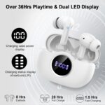 Wireless Earbuds, 2025 Bluetooth 5.4 Headphones Deep Bass Stereo Ear Buds, 4 ENC Noise Cancelling Mic 36Hrs USB-C in-Ear Earphones IP7 Waterproof Sport Workout for Laptop Pad Android iOS Phone, White - Image 5