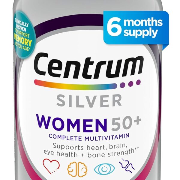 Centrum Silver Women's Multivitamin for Women 50 Plus, Multivitamin/Multimineral Supplement with Vitamin D3, B Vitamins, Non-GMO Ingredients, Supports Memory and Cognition in Older Adults - 200 Ct