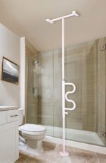 Stander Wonder Pole, Security-Pole and Curve Grab Bar, Tension Mounted Floor to Ceiling Transfer-Pole for Seniors, Elderly Adults, Bathroom Safety Assist and Stability Rail, White
