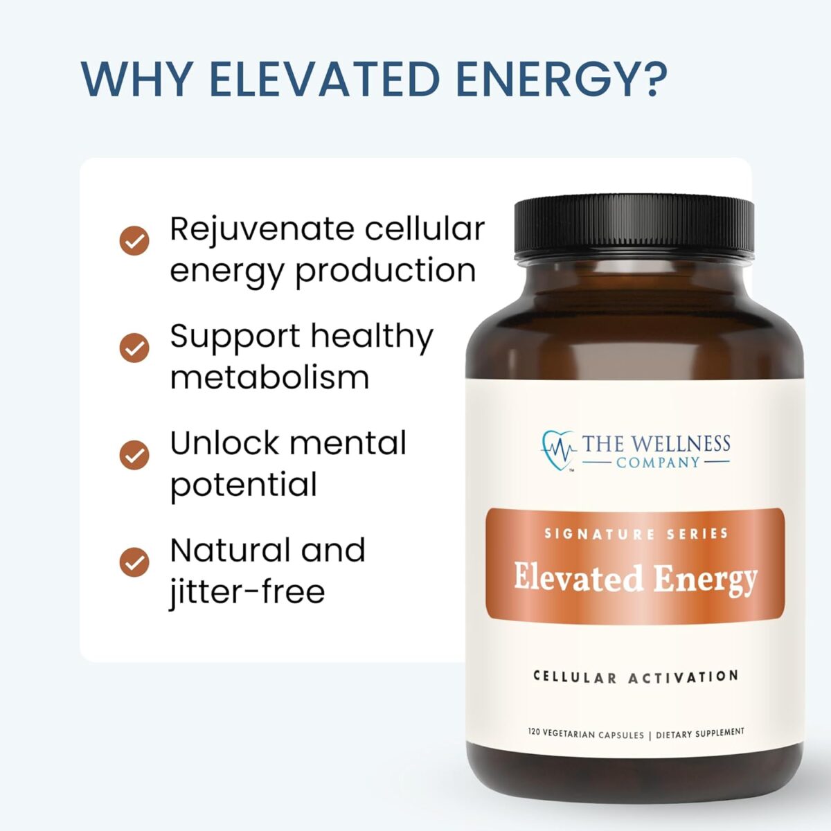 The Wellness Company Elevated Energy | 120 Capsules (2 Month Supply) | Natural Energy Booster with Herbal Extracts | Non-GMO, Vegan, Gluten Free | for Boosting Energy Levels - Image 5