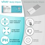 Vive Body Wipes (60 Count) - Adult Wipes for Elderly - Disposable Bath Wipes for Adults Bathing No Rinse - Personal Cleansing Wipes for Bedridden, Injured Adults - Wet Wipes for Women & Men Traveling - Image 3