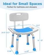 Shower Chair for Inside Shower with Removable Back, FSA/HSA Eligible 400 lbs Heavy Duty Bath Seat for Bathtub, Safety Bath Stool for Seniors and Disabled - Image 3