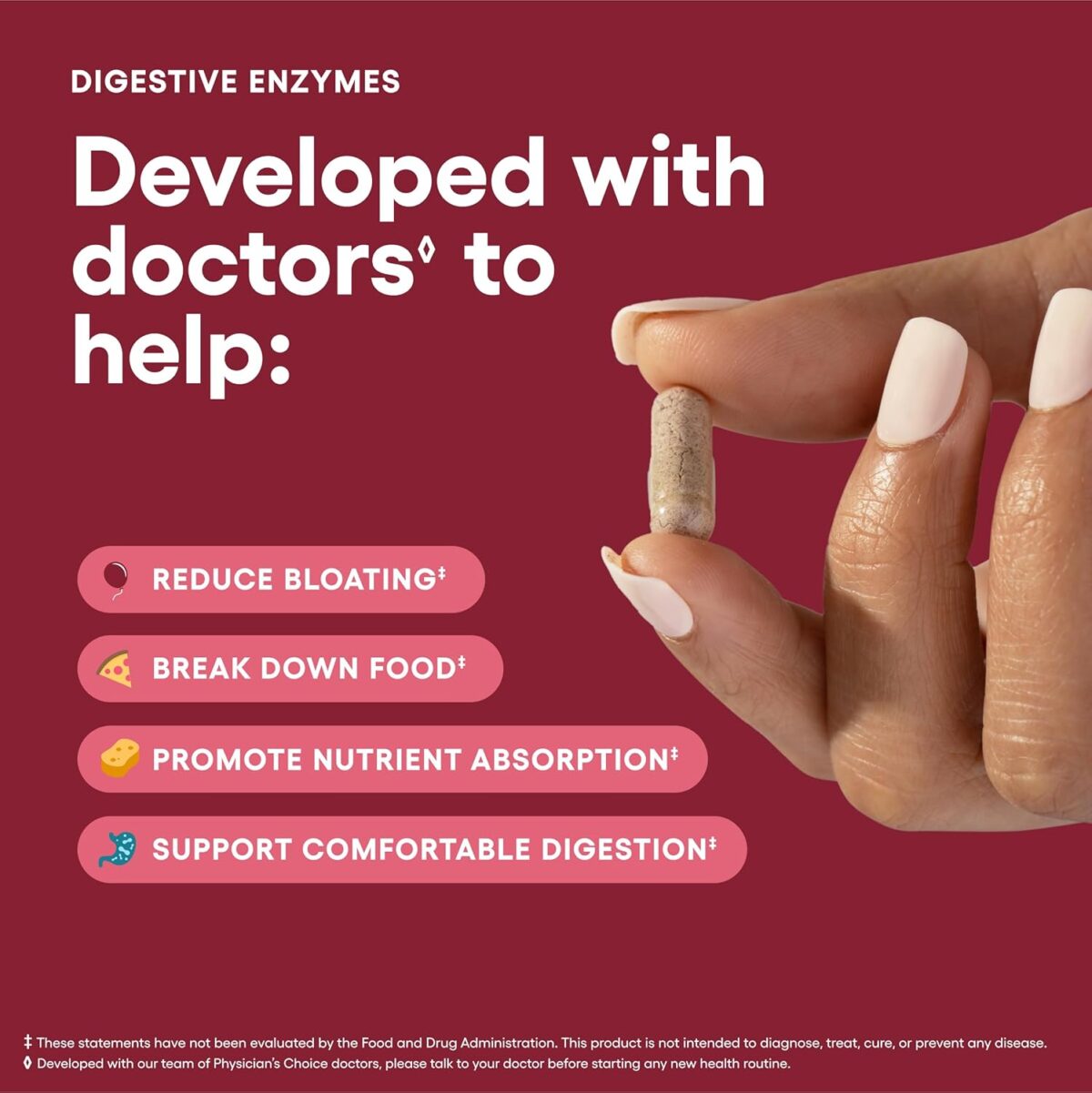 Physician's CHOICE Digestive Enzymes - Multi Enzymes, Bromelain, Organic Prebiotics & Probiotics for Digestive Health & Gut Health - Bloating & Meal Time Discomfort - Dual Action - All Diets - 30 CT - Image 2