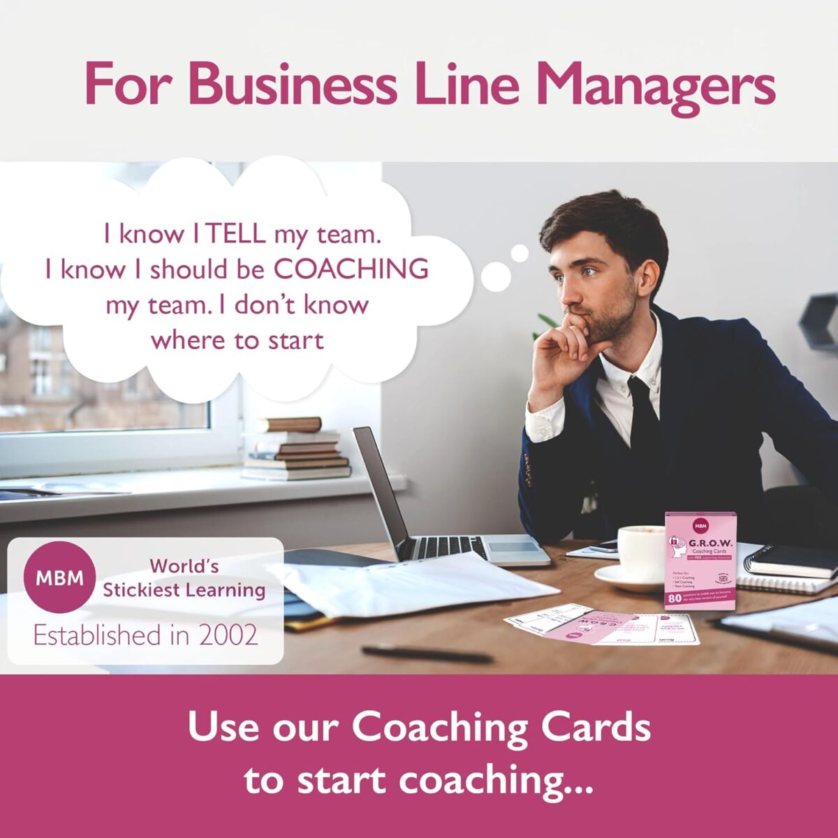 MBM 80 Leadership Coaching Cards. Confidence Building Flash Cards, Emotional Intelligence Conversation Starters & Coaching Tools for Managers - Image 2