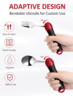 Adaptive Utensils, Weighted Special Supplies Spoon Fork Set, Weak Hand Grip & Handicapped & Parkinsons Aids for Living, Arthritis for Hand Tremors, Travel Eating Utensils for Disabled, Elderly, Adults - Image 5