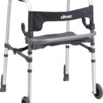 Drive Medical 10233 Clever Lite Foldable Rollator Walker, Gray