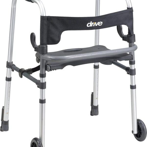 Drive Medical 10233 Clever Lite Foldable Rollator Walker, Gray