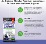 Elderberry with Zinc and Vitamin C for Adults - Immune Support Vitamins for Women and Men Natural Elderberries Black Sambucus Capsules - Immune Defense Multiminerals Supplement, Gluten-Free, 60 Ct - Image 4