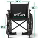 Medline Comfortable Folding Wheelchair with Swing-Back Desk-Length Arms and Swing-Away Footrests, 20”W x 16”D Seat - Image 6
