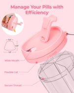 Large Pill Dispenser with 6 Compartments, Anti-Mix Pill Bottle Organizer with Wide Opening & Easy Retrieval, Vitamin Organizer for Travel, BPA-Free Pill Box with a Strap, Pink - Image 4