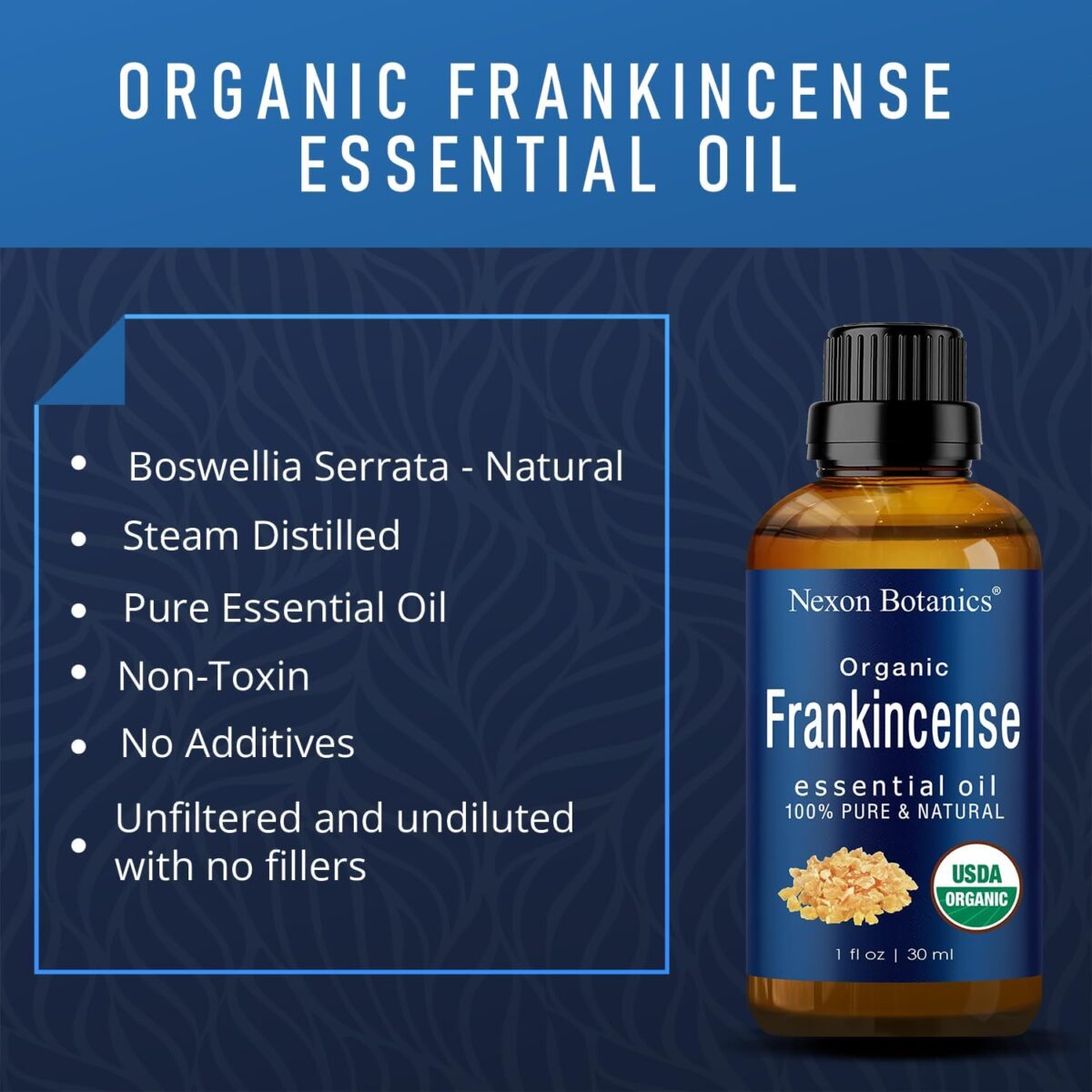 Organic Frankincense Essential Oil 30 ml - Pure Natural Boswellia Serrata for Diffusers, Aromatherapy, and Rejuvenating Skin & Hair Care - Nexon Botanics - Image 3