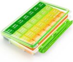 AUVON Monthly Pill Organizer Moistureproof, Large 28 Days Pill Case with Removable 4 Weeks Pill Box Rows, Travel-Friendly Pill Container for Fish Oils, Vitamins, Supplements and Medications