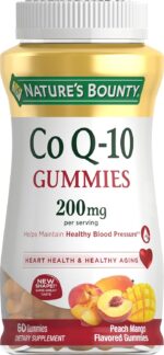 Nature's Bounty CoQ10 Gummies, Supports Heart Health, CoQ10 200mg, Peach Mango Flavor, 60 Count