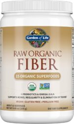 Garden of Life Raw Organic Fiber Supplement Powder - 10 Servings, 15 Organic Superfoods + Probiotics & Omega-3 ALA, 4g Soluble & 5g Insoluble Fiber for Regularity - Psyllium Free