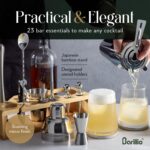 Barillio Bartender Kit - Stainless-Steel Cocktail Shaker Set w/Bamboo Stand - Mixology Bar Tools w/Drink Shaker, Mixer Spoon & Muddler for Cocktails - Home Bar Accessories - 23-Pc Bar Set - Silver - Image 5