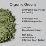 Sports Research® Organic Greens Superfood Powder w/Spirulina & Chlorella, Adaptogens, Enzymes, Probiotics & 8 VIT Bs for Gut & Mood Support* - Vegan, Sugar-Free & Low-Cal Pineapple Coconut 20 - Image 4