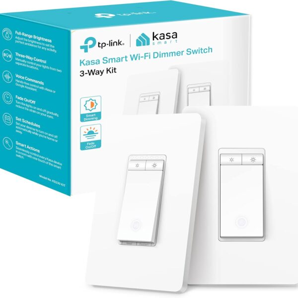 Kasa Smart 3 Way Dimmer Switch KIT, Dimmable Light Switch Compatible with Alexa, Google Assistant and SmartThings, Neutral Wire Needed, 2.4GHz, ETL Certified, No Hub Required, White (KS230 KIT v2)