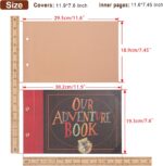 Our Adventure Book Scrapbook Album 11.9 X 7.6 Inch 80pages,3d Retro Embossed Letter Hard Cover Movie Up,Memory Book For Couples,DIY Album for Anniversary,Wedding,Travelling,Friends,Family,Couple Gifts - Image 2