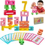 20Pcs Wooden Number Building Blocks, Montessori Number Blocks Math Learning Toys for Kids Digital Educational Counting Toys Learning Toys for Parent-Child Interaction Social Skills Development