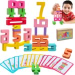 20Pcs Wooden Number Building Blocks, Montessori Number Blocks Math Learning Toys for Kids Digital Educational Counting Toys Learning Toys for Parent-Child Interaction Social Skills Development