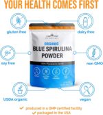 Organic Blue Spirulina Powder - 100% Pure Blue-Green Algae, No Fishy Smell, Vegan Superfood for Smoothies & Drinks, Non GMO, Gluten-Free, Vegan - Image 5