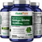 NusaPure Ginkgo Biloba Extract 12,500mg per Veggie Caps 200 Capsules (Vegetarian, Non-GMO, Vegan, Extract 50:1) Bioperine - Image 4