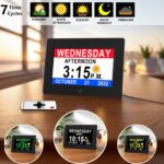 19 Alarms Digital Clock with Voice Talking Time, Auto DST, 20 Custom Reminders, 10-Level Auto Dimmer, 6 Display Modes, Day Date Calendar Clock for Seniors Dementia Alzheimers'- 7 Inch with Remote - Image 8