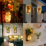 AerWo Sunflower Mason Jar Sconces Wall Decor Set of 2, Upgraded Hanging Sunflower Wall Decor with Remote LED Fairy Lights Rustic Wall Sconces for Farmhouse Kitchen Decorations Wall Home Decor - Image 6