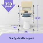 Medline Drop Arm Commode with Padded Seat and Backrest, Durable Toilet Chair for Adults and Seniors, Removable Pail, Splash Guard, Drop Down Arms for Easy Transfer, 350 lb. Weight Capacity, Tan - Image 4