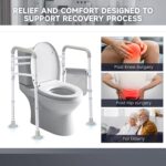 Toilet Safety Rails-Adjustable Toilet Safety Frame, FoldableTtoilet Support Rails with Handles, Heavy Duty Toilet Handles for Elderly, Seniors, Handicap & Disabled-Fits Most Toilets - Image 6