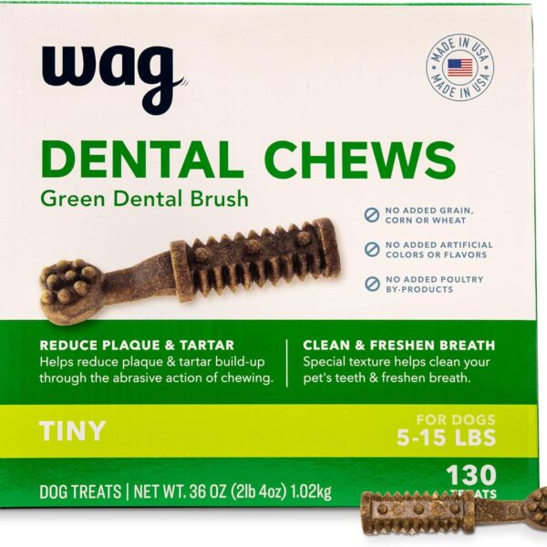 Amazon Brand-Wag Dental Dog Treats to Help Clean Teeth & Freshen Breath - Tiny - Amazon Vine