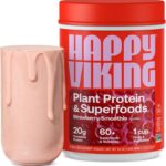 Happy Viking Strawberry Protein + Superfoods Powder, Created by Venus Williams, 20G Protein, Low Carb, Keto, Vegan, Gluten-Free, Non-GMO, Superfoods, Complete Meal Replacement, 1 Canister (24 oz.)