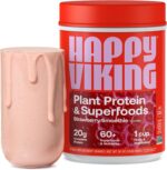 Happy Viking Strawberry Protein + Superfoods Powder, Created by Venus Williams, 20G Protein, Low Carb, Keto, Vegan, Gluten-Free, Non-GMO, Superfoods, Complete Meal Replacement, 1 Canister (24 oz.)