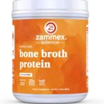 Zammex Pure Grass Fed Beef Bone Broth Protein Powder,20g Protein, Hydrolyzed Collagen Supplement for Healthy Skin,Nails,Hair,Joints, Non-GMO,Gluten Free,Paleo & Keto Friendly, Great in Soup