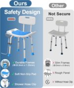 Shower Chair for Inside Shower with Removable Back, FSA/HSA Eligible 400 lbs Heavy Duty Bath Seat for Bathtub, Safety Bath Stool for Seniors and Disabled - Image 6