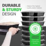 Ez Prepa [20 Pack] 32oz 3 Compartment Meal Prep Containers with Lids - Bento Box - Plastic - Stackable, Reusable, Microwaveable & Dishwasher Safe - Image 5