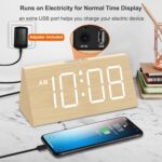 DreamSky Wooden Digital Alarm Clocks for Bedrooms - Electric Desk Clock with Large Numbers, USB Port, Battery Backup Alarm, Adjustable Volume, Dimmer, Snooze, DST, 12/24H, Wood Décor (White) - Image 5