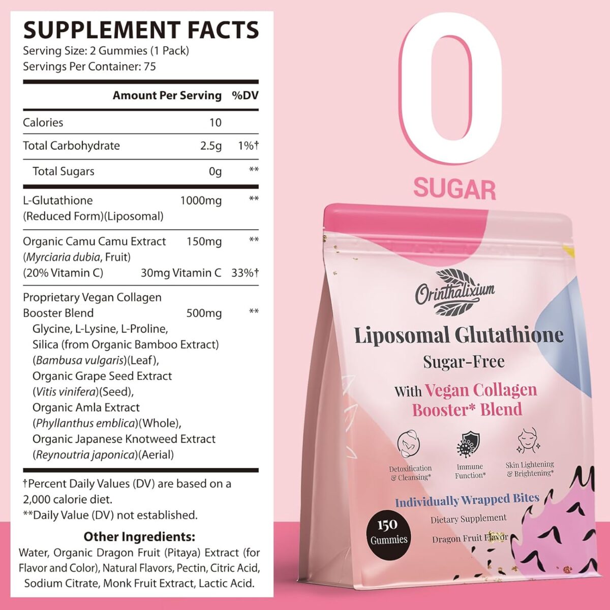Liposomal Glutathione Gummies 1000MG - Reduced L-Glutathione for Antioxidant - Sugar Free Glutathione Supplement with Vitamin C, Vegan Collagen Gummies for Liver Detox, Glowing Skin - 150 Gummies - Image 2