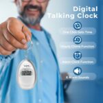 2 Pack Talking Clock for Blind Elderly, Small Travel Alarm Clock Keychain for Visually Impaired, English Language Battery Operated Talking Clock for Seniors - Image 3