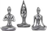 Leekung Yoga Meditation décor,Yoga Pose Statue Home Decoration,Zen Yoga Figurine for Spiritual Room, Set of 3 Yoga Gift Antique Silver Color