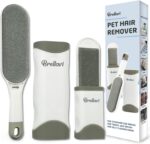 Pet Hair Remover for Cats Dogs: Reusable Fur Removal Brush for Clothes Furniture Couch Carpet Bed Car Seat - Self-Cleaning Tool for Pet Owners Friends Families - Home Travel Use Dove Gray